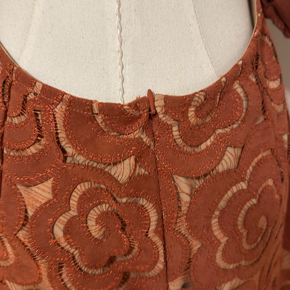 For Love & Lemons Rust Orange Lace Mini Dress - Picture 7 of 8